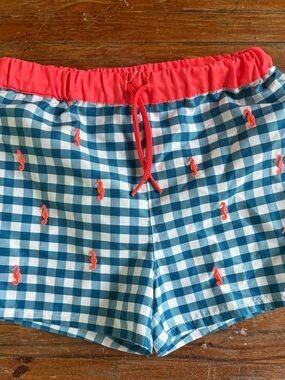 Jacadi Paris Gingham Boy’s Swim Shorts with Elastic Waistband